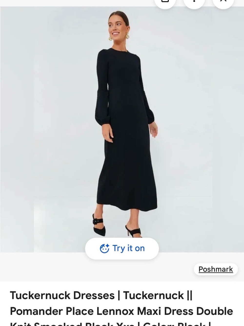 Pomander Place Black Tuckernut Lennox Maxi Dress- Long Sleeve Smocked Dress
